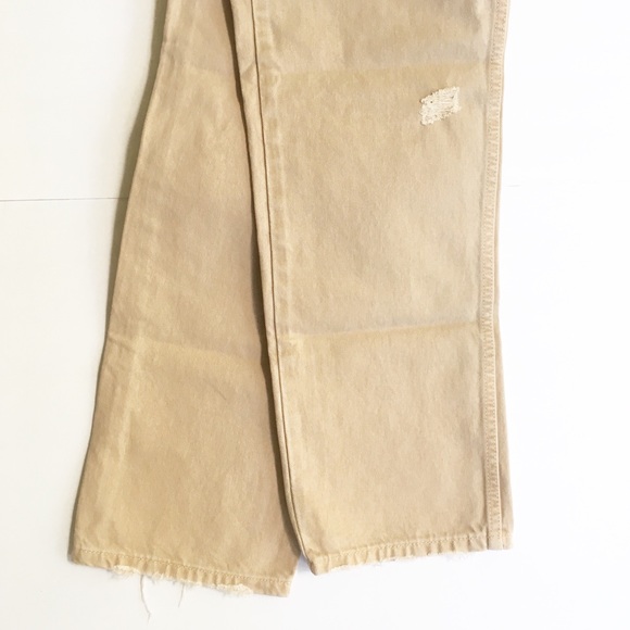 Free People Dakota Straight Leg Jean Distressed Tan New - Picture 10 of 15